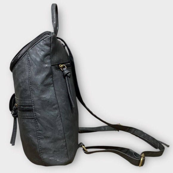 Stylish Dark Grey Vegan Leather Backpack Crossbody Bag GAL Brand - Picture 3 of 10